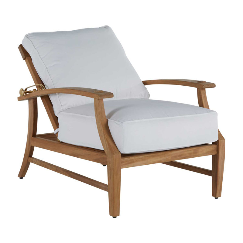 Croquet Teak Patio Chair with Cushions, Natural Teak, Welt, Linen Dove