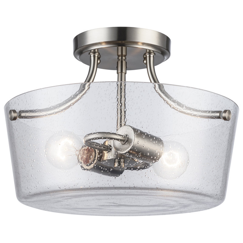 Plafonnier encastré 2 lumières Mod Pod, Nickel brossé