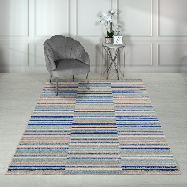 Donnavan Striped Blue Area Rug