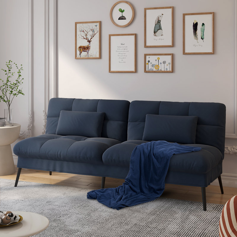 Richas Convertible Futon Sofa Bed, 68″Fabric Futon Couch with Adjustable Backrest, Loveseat Futon Sleeper Recliner for Living Room Furniture