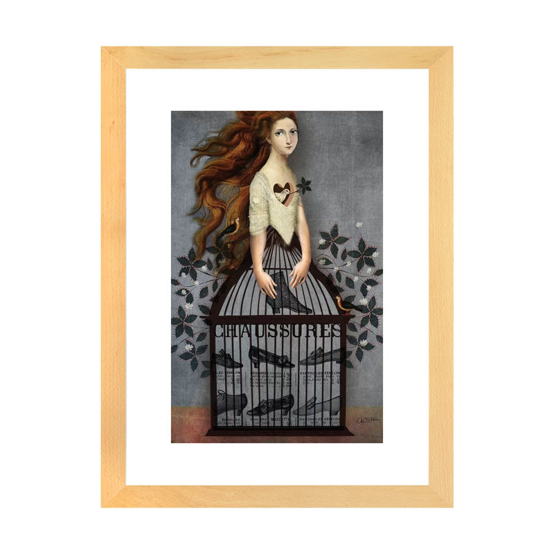 «Cinderella» par Catrin Welz-Stein - impression d'art graphique, H 24 po x l 16 po x P 1 po, Toile avec cadre en bois beige