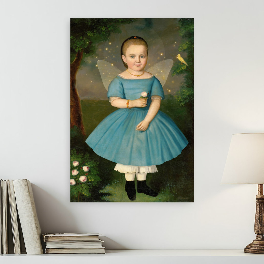 Vintage Fairy Portrait Classic Dreamy Ethereal Bird Rose Forest Nature Wall Art Print
