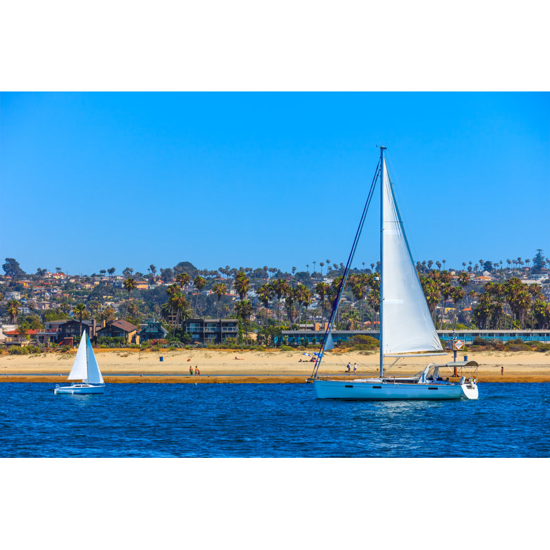 Recreational Boats On Mission Bay, San Diego Calif. by Ron And Patty Thomas - No Frame Print on Canvas, 20cm H x 30cm W