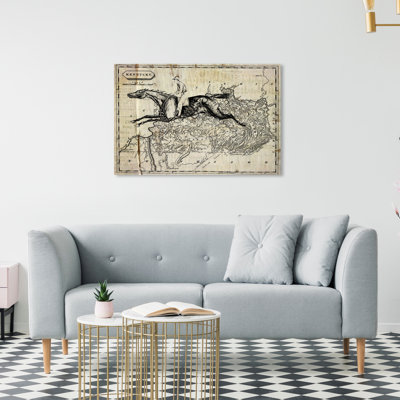 Kentucky's Horse Vintage Rider Map Rustic White by Oliver Gal