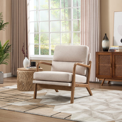 Salma 25.59" W Linen Blend Upholstered Armchair