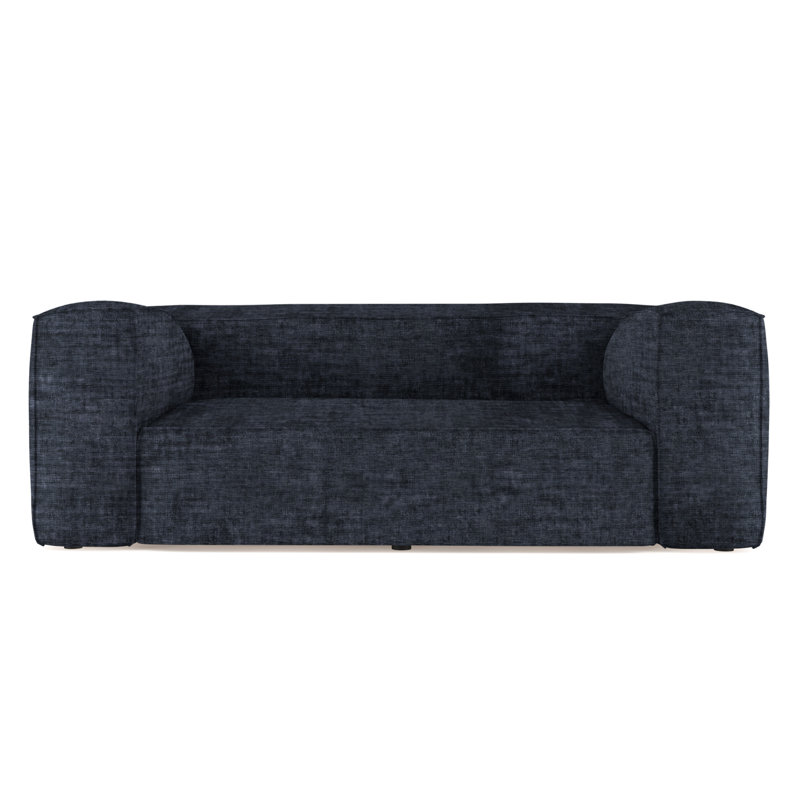 Canapé surdimensionné Varick, H 30 po x l 84 po x P 47 po, Velours froissé imprimé bleu, Patiné