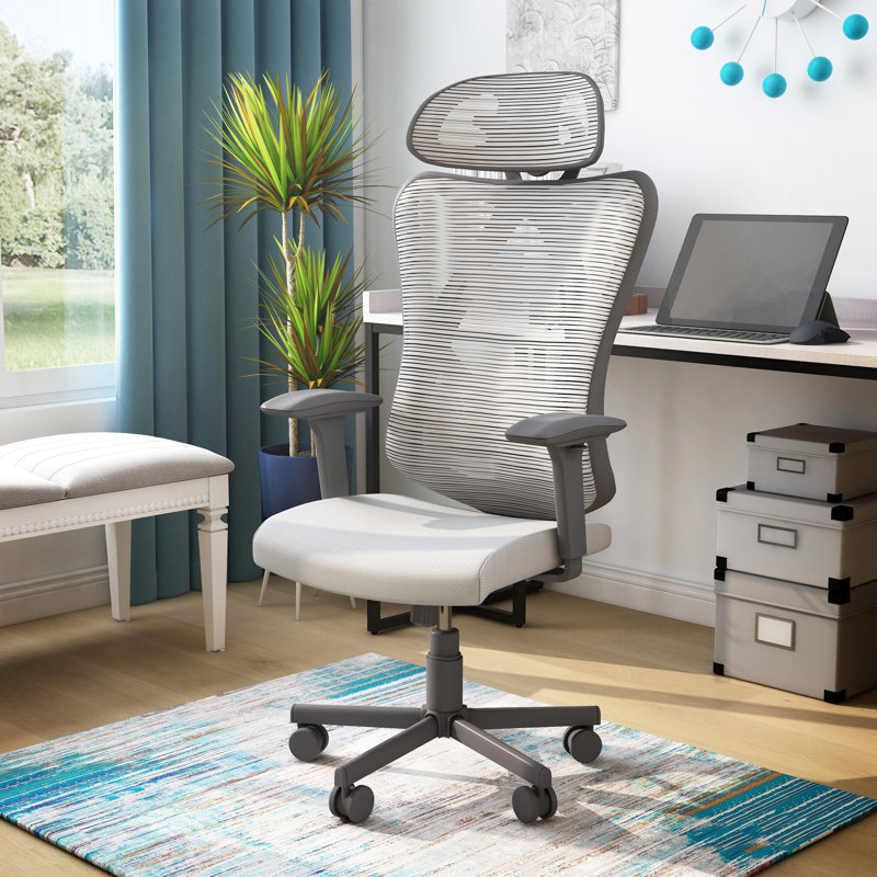 Benjamyn Mesh Task Chair with Headrest, Gray
