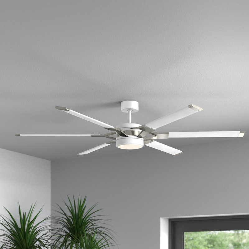  Ventilateur de plafond standard à 6 pales à DEL avec télécommande et ensemble d'éclairage inclus, 72 pouces