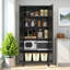 Armoire de rangement 71 po à 2 portes galbées, armoire de rangement en métal avec portes et tablettes réglables, pour chambre à coucher, salon, cuisine (noir)-1469612333-1469612330