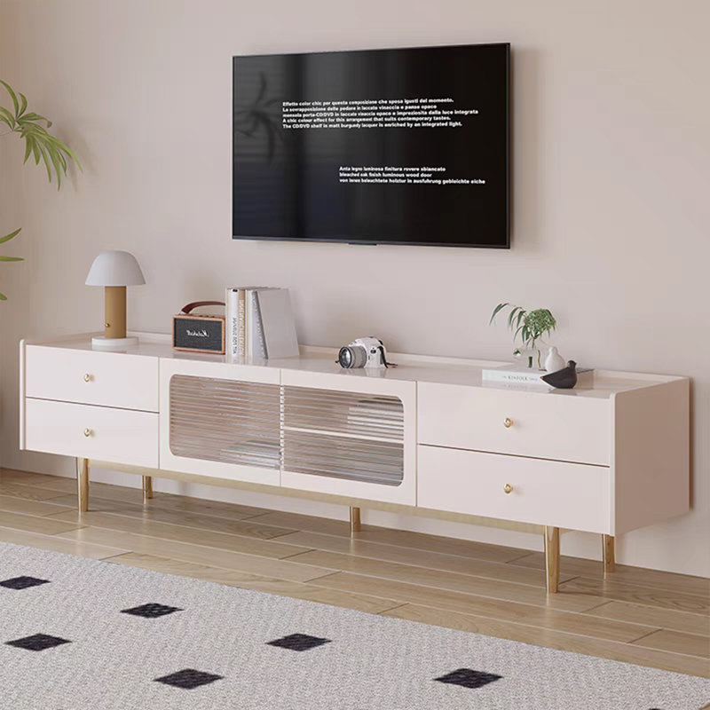 Simple cream style solid wood TV cabinet, 70.86" W