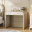 Meuble-lavabo classique en bois avec miroir rabattable, design 3 en 1, 2 tiroirs et rangement, finition champagne-1136016859