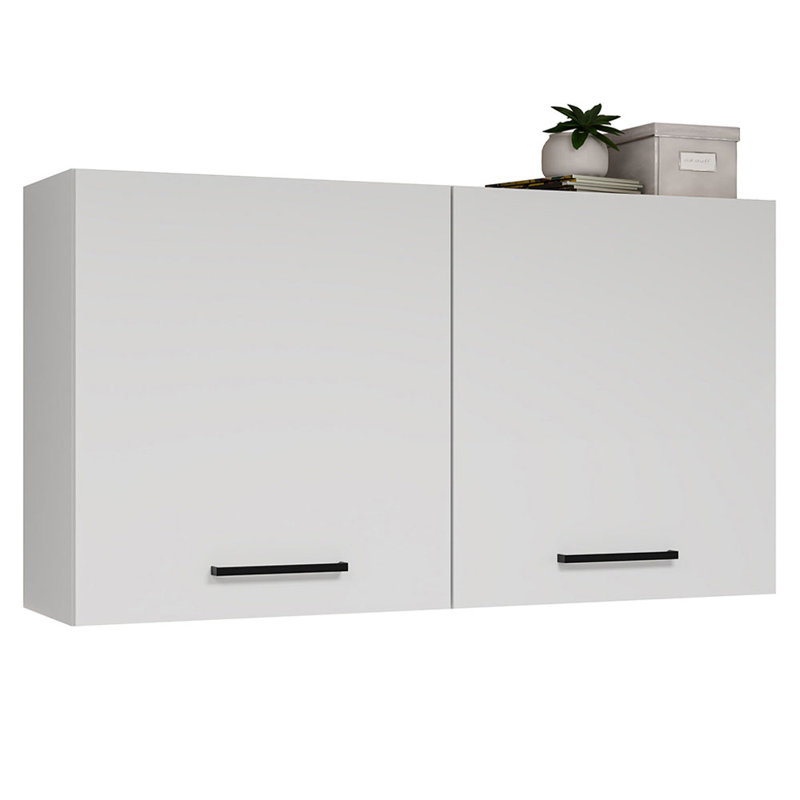 Armoire de rangement de bureau avec 2 portes Latitude Run® - Garde-manger pour fournitures de bureau, documents et dossiers - Blanc