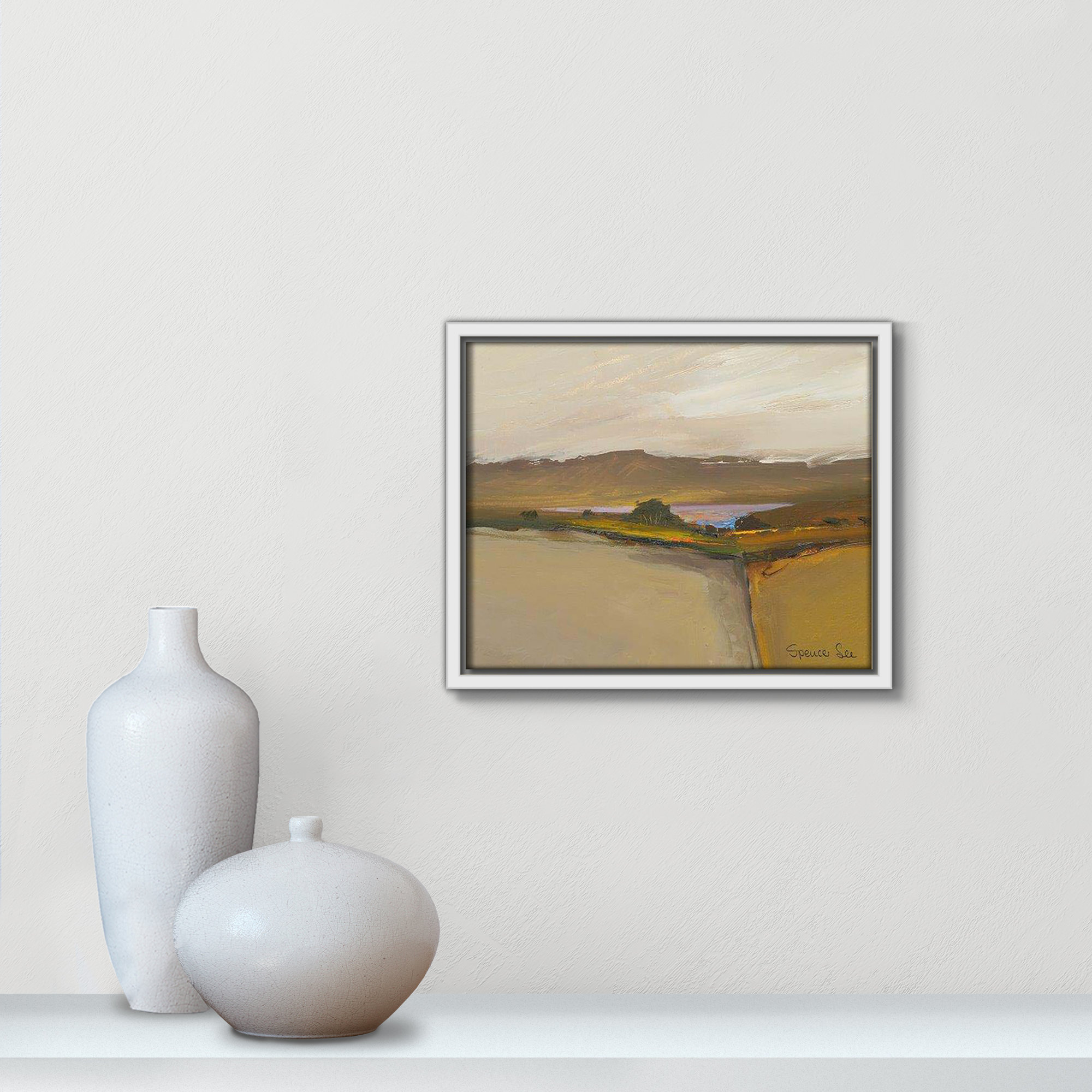 Heaven And Earth IV by Spencer Lee, 9.5'' H x 11.5'' W x 2'' D, White Framed
