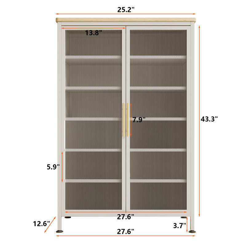 Shoe Storage Cabinet with Doors, 6-Tier Shoe Cabinet with Sturdy Support Legs, White