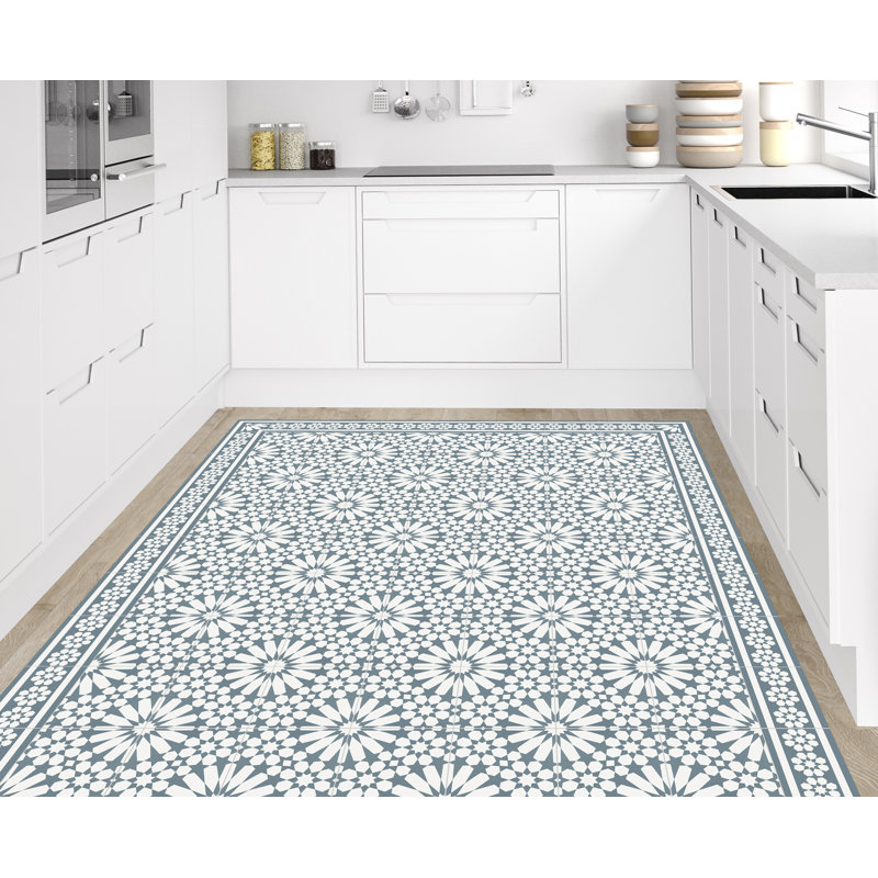 Abhirami Vinyl Machine Printed Area Rug, Rectangle 3'3.4" x 4'4.4"