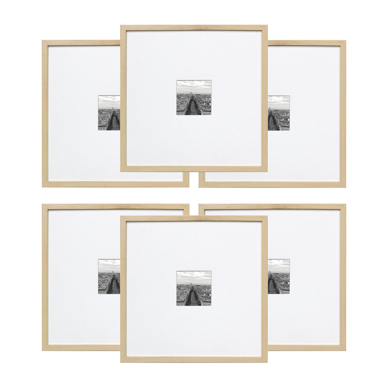 Ensemble de cadre mural en bois Gallery, 8 po x 8 po, Teinture érable
