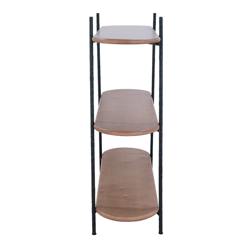 Three-Tiered Shelving Unit with Iron Frame