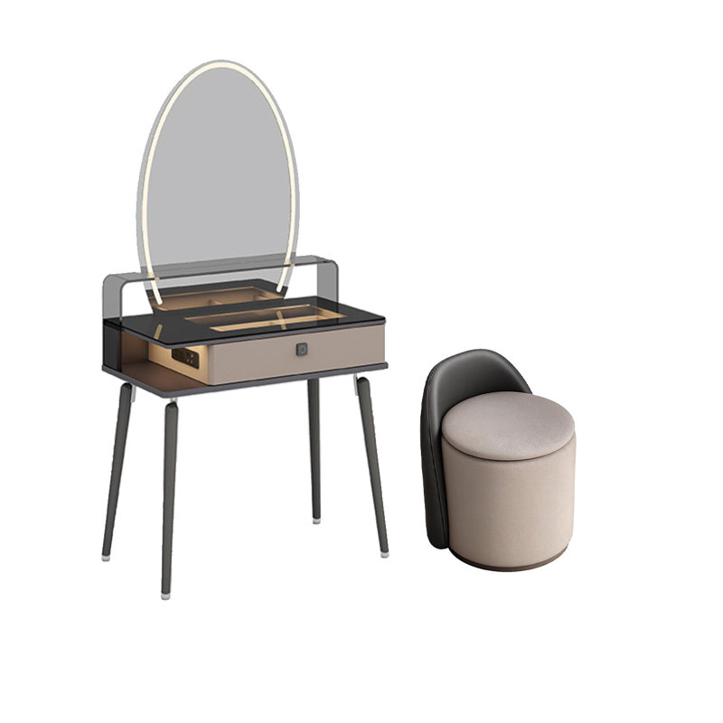 Coiffeuse italienne haut de gamme de 80 cm avec grand miroir élégant, H 60,51 po x l 31,3 po x P 15,59 po