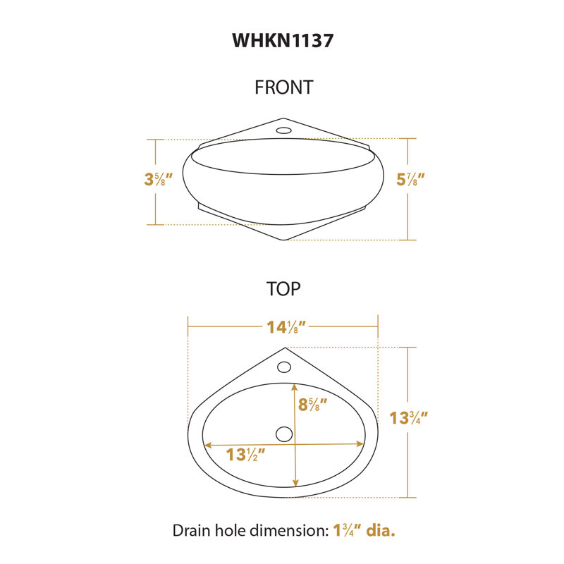 Whitehaus 13.75'' Vitreous China Oval Bathroom Sink