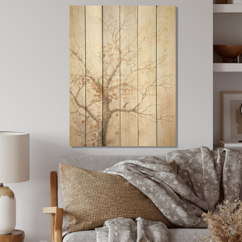 Minimalisme, érable beige solitude - érable sur bois, art sur bois de pin naturel, H 20 po x l 10 po
