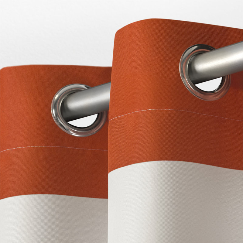 Panneaux de rideaux semi-transparents rayés avec œillets Agim, Orange d'exception, L 54 po x L 84 po