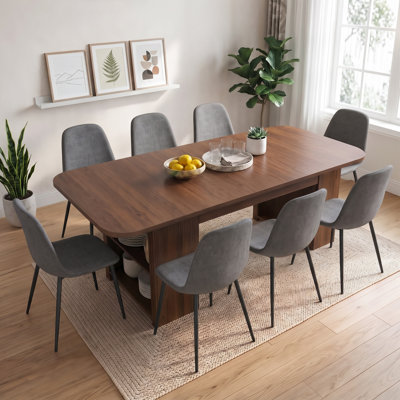 Ensemble de table et chaises de salle à manger modernes de 71 pouces avec rangement intégré et chaises rembourrées