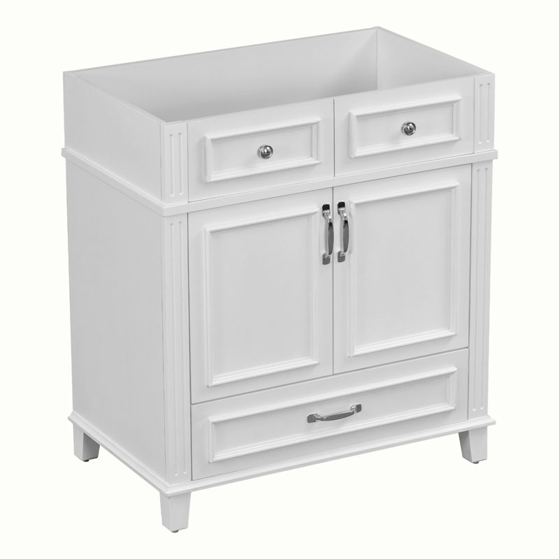 Meuble-lavabo de salle de bain sans lavabo supérieur, avec portes à fermeture douce, Blanc