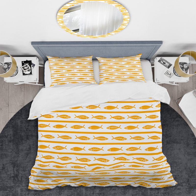 Motif à rayures blanches et dorées - Ensemble de housse de couette abstrait - Microfibre de polyester