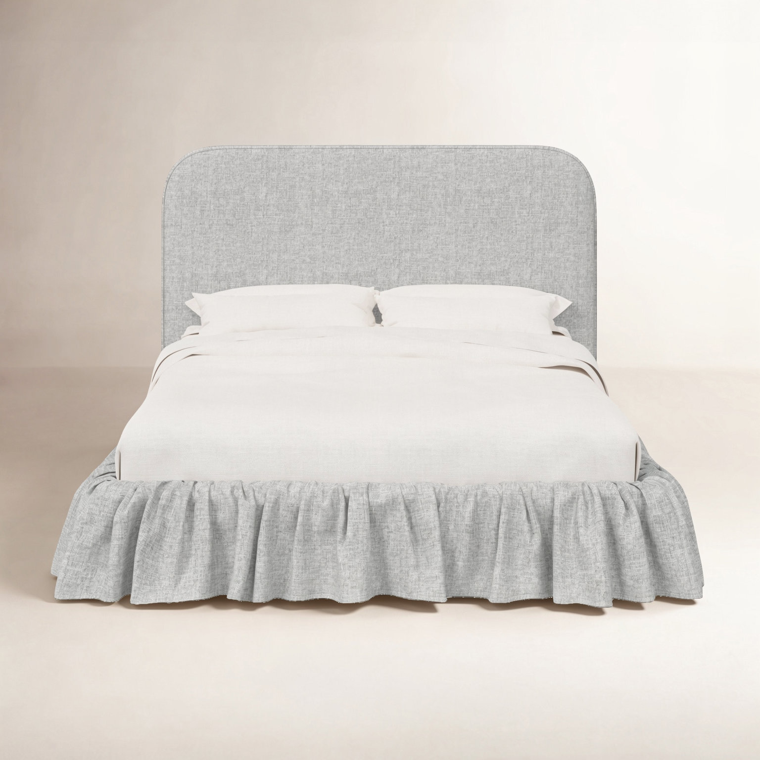Maggie Ruffle Platform Bed, Zuma Pumice Textured Linen, Twin