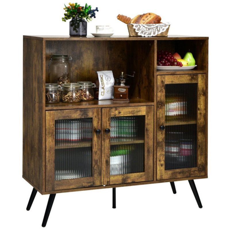 Buffet avec porte vitrée et tablettes réglables