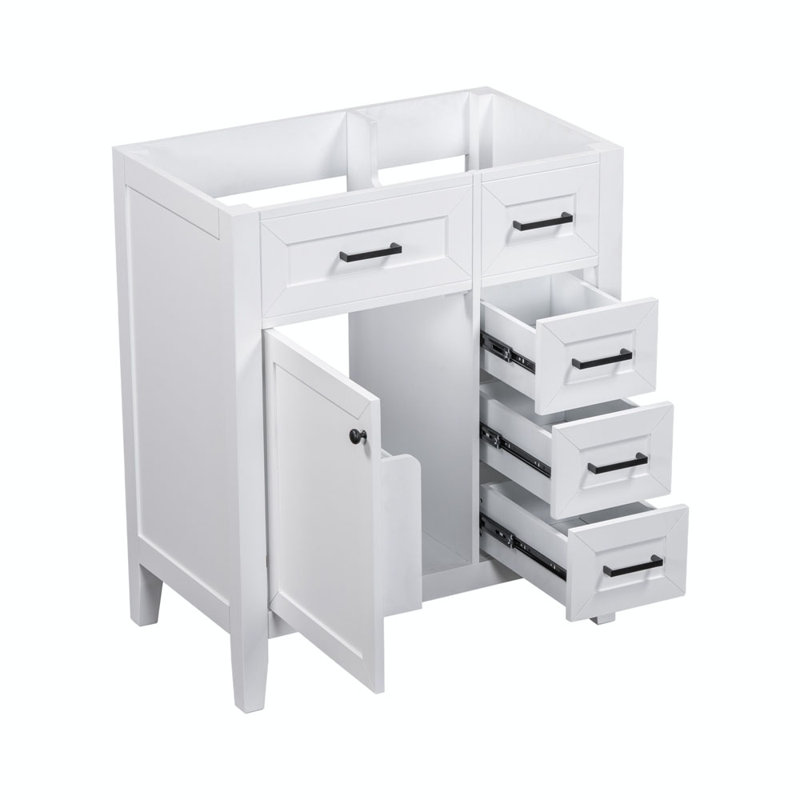 Ensemble de meuble-lavabo simple 29,52 po avec plateau en bois manufacturé Tekeyah, Blanc