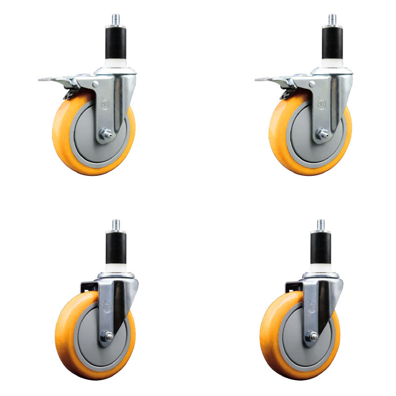 Ensemble de roulettes extensibles à tige pivotante de 5 pouces en acier inoxydable 316SS de 1-3 / 8 pouces