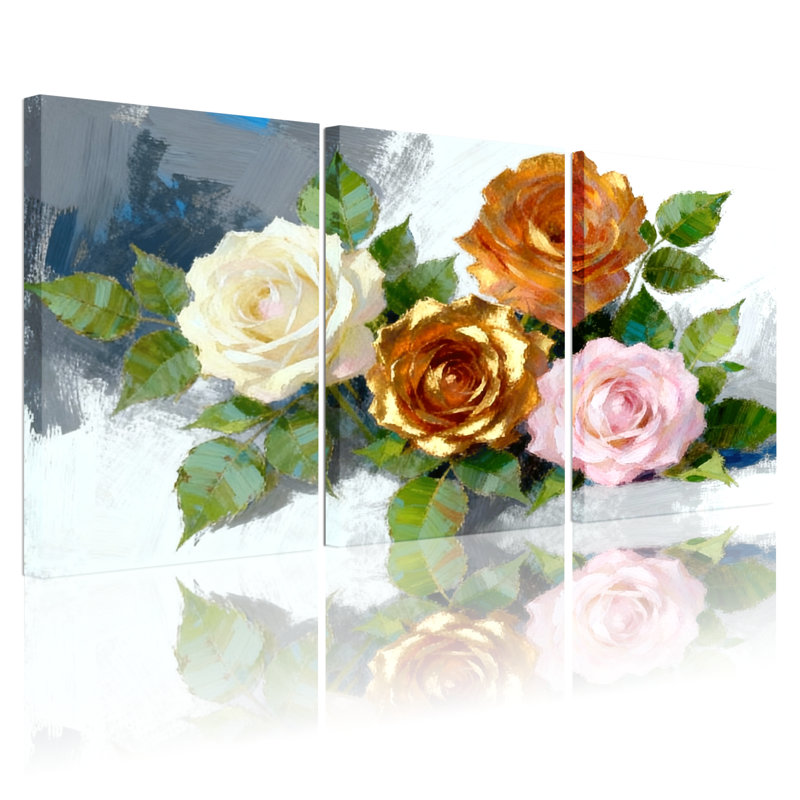 "Rose", ensemble de 3 impressions sur toile, H 18 po x l 36 po