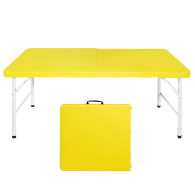 4Ft Yellow Camping Folding Table For Outdoor & Indoor. Construction With Steel And Plastic. Smooth Waterproof Surface. Easy To Fold Carry Fixed Handle. Can Support Up 135Kg. Dimensions: 50.55 L  " *