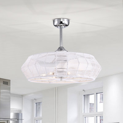 Akasha 28 Inch Rattan Rope Ceiling Fan 6 Light With Remote