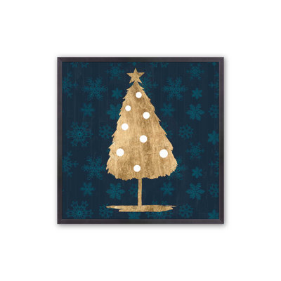 Holiday Gold Tree with Navy I Print