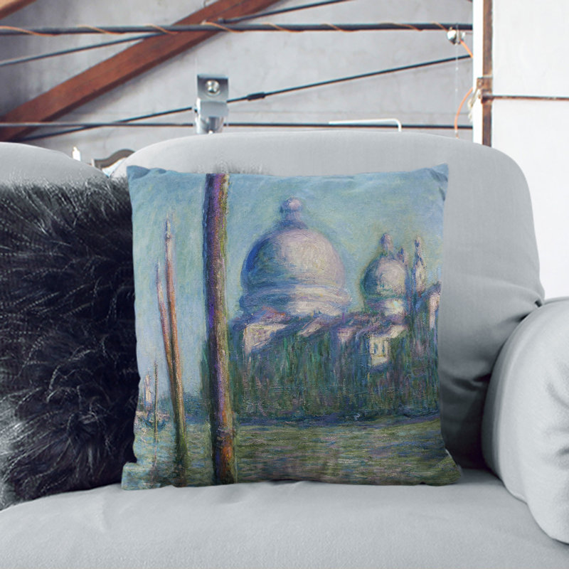 Le Grand Canal, Venice Square Throw Cushion, 40cm H x 40cm W x 15cm D, Black