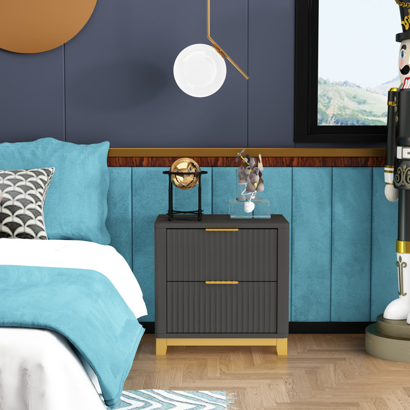 Table de chevet Kellems, Gris foncé