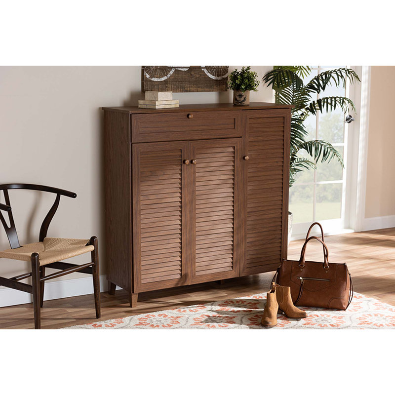 Armoire de rangement pour 20 paires de chaussures espresso, Noyer