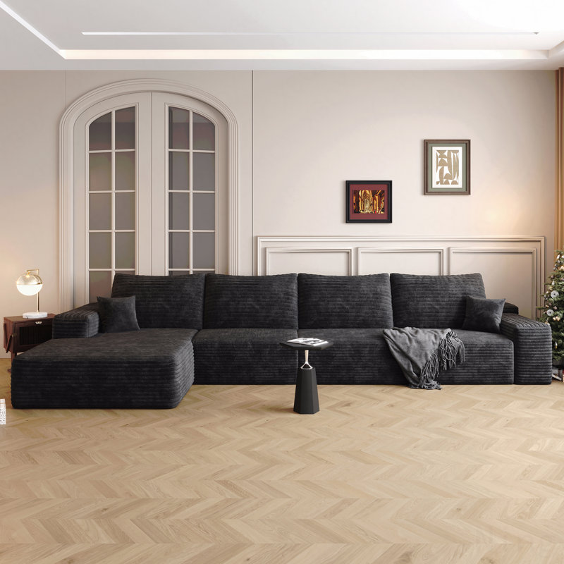 Canapé modulaire en forme de L de 135 po avec méridienne en forme de L, canapé modulaire moderne avec siège profond, fauteuils rembourrés pour la chambre à coucher du salon, aucun assemblage requis