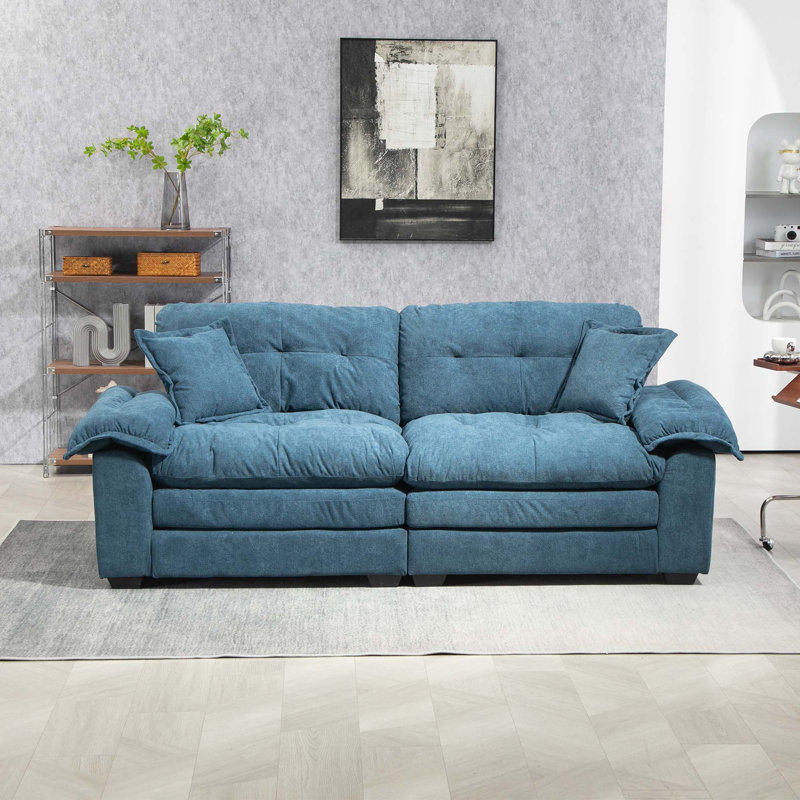 Canapé 84 po en chenille 84 po avec 2 coussins décoratifs et mousse à mémoire de forme pour salon