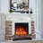 Beige Solid Wood Electric Fireplace