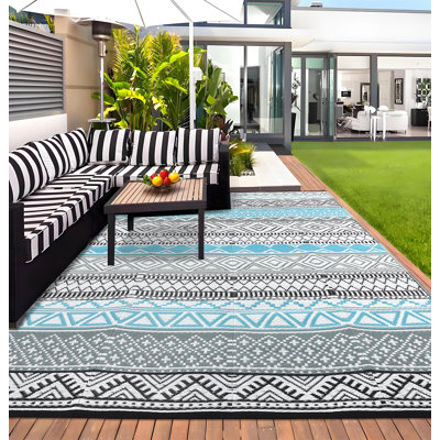 Tapis d'extérieur Boho en plastique avec paille Boho