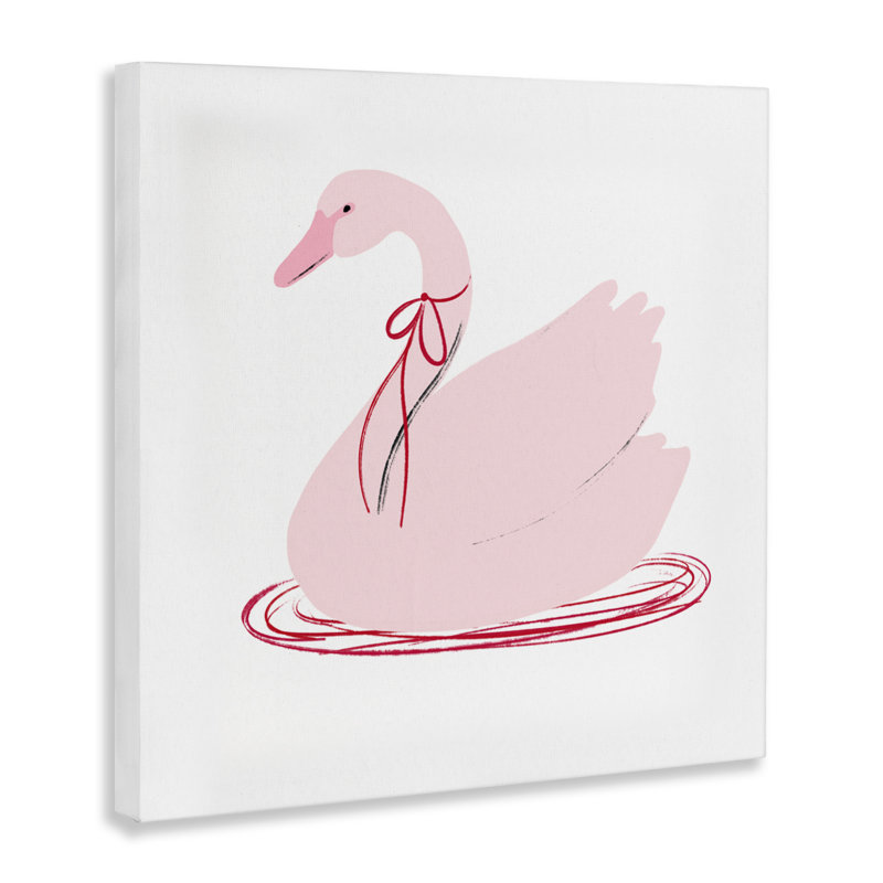 Cygne rose avec toile en arc, design par Lucille Price, H 17 po x l 17 po