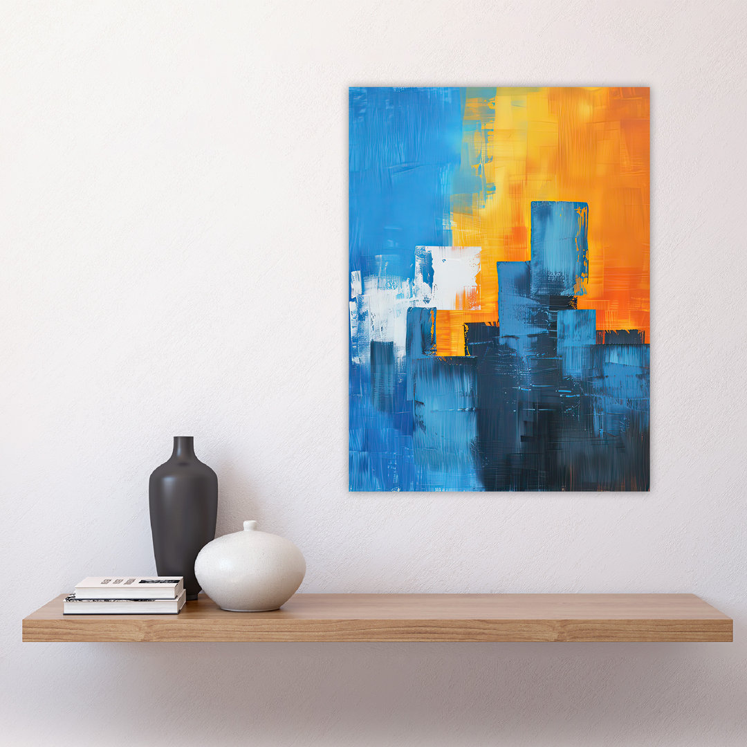Squares Abstract Cityscape Sunrise Wall Art Print