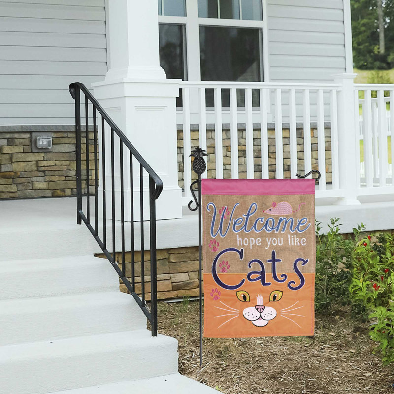 Drapeau Welcome Hope You Like Cats 13 x 18