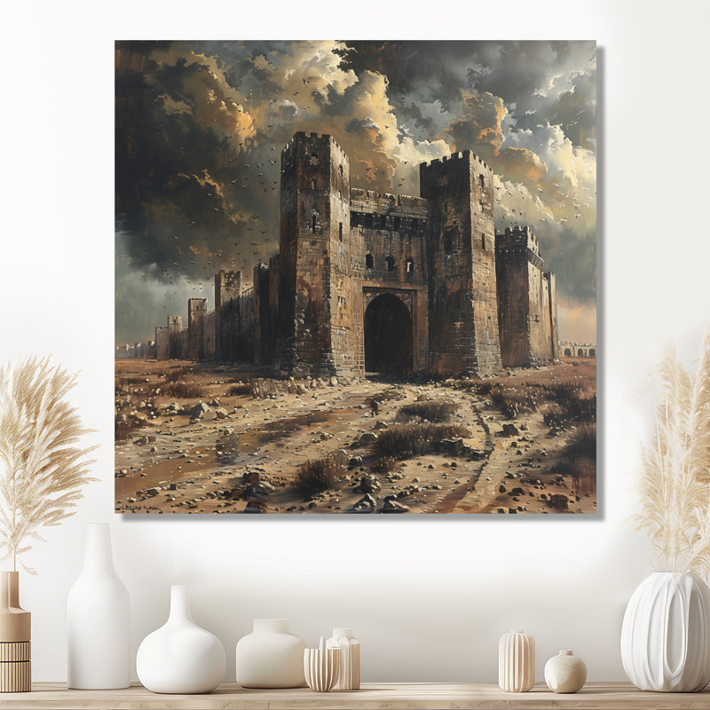 Décoration murale forteresse majestueuse grise et blanche II Fortress, Métal métal, H 36 po x l 36 po x P 1,5 po