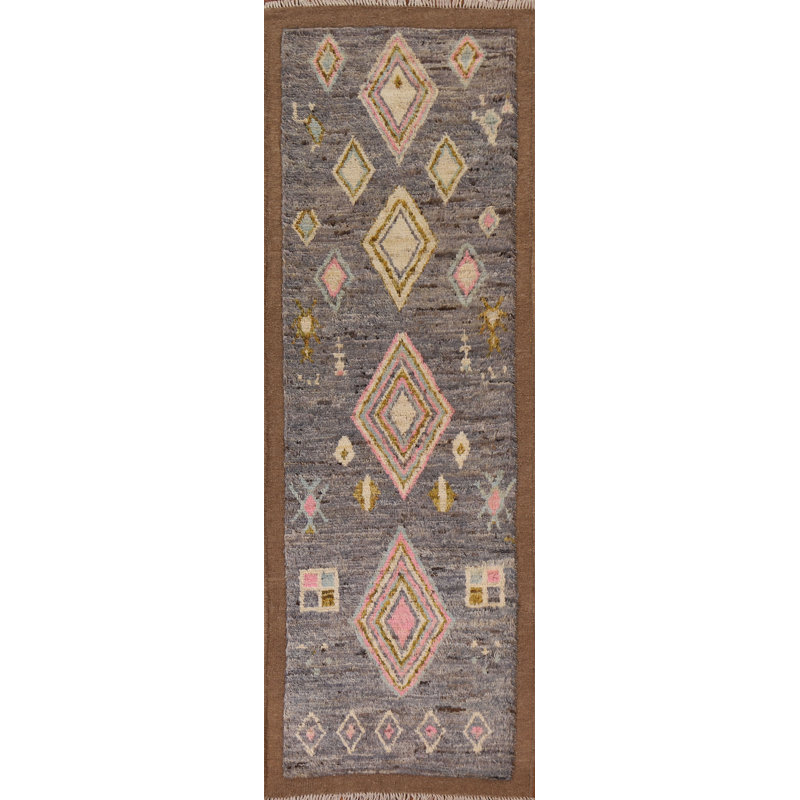 One-of-a-Kind 2'11" X 9'9" New Age Runner Wool Area Rug in Grey