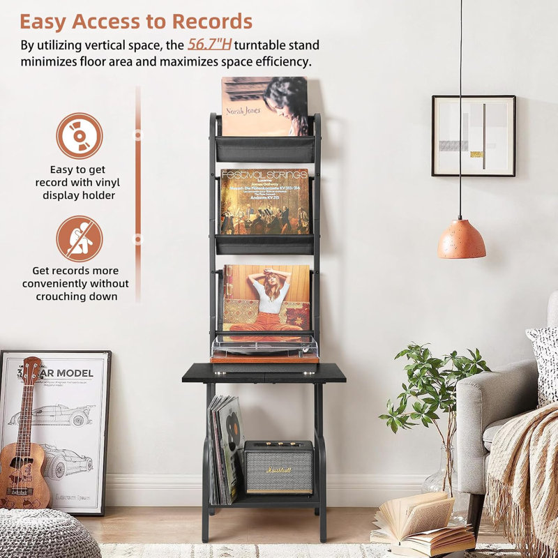 56.7 " H Media Shelves, Black