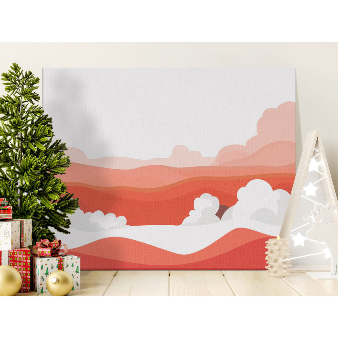Red Landscape Canvas Wall Art, Cloudscape Gallery Wrapped, Modern Home Decor, Ready to Hang, Archival Print, Abstract Mountain Scene